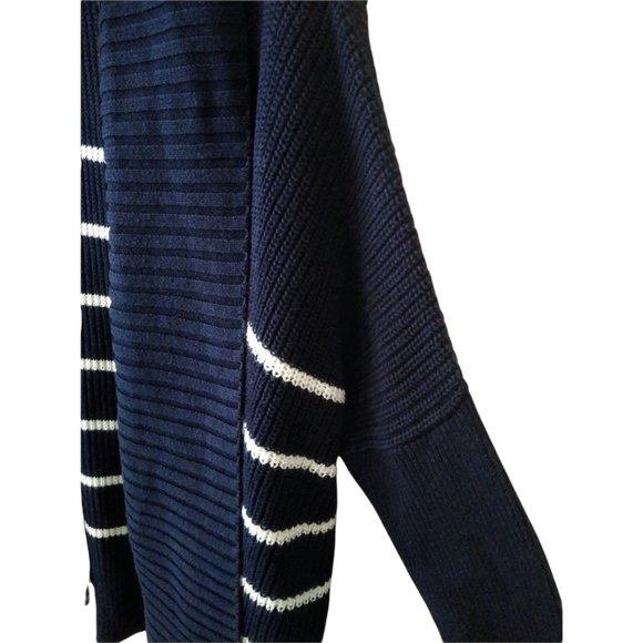 Athleta Blue White Stripe Chunky Open Cardigan S - Picture 2 of 13